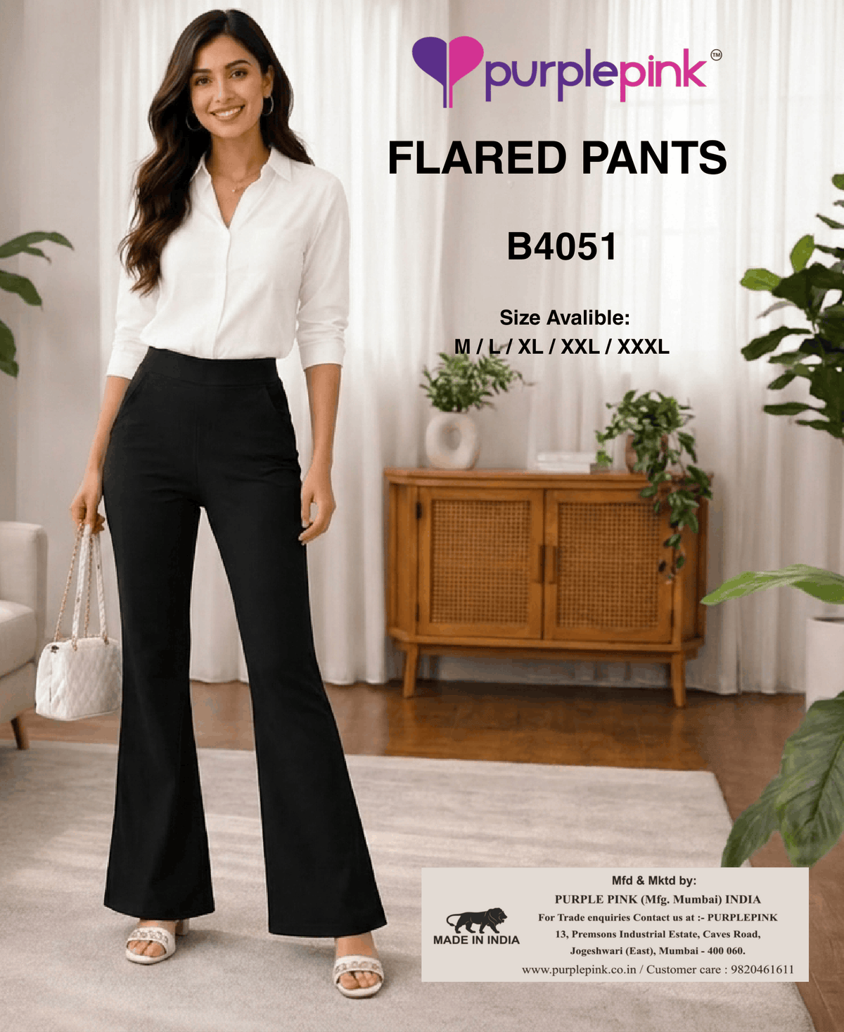 Lycra Knit High-Waisted Flare Pants