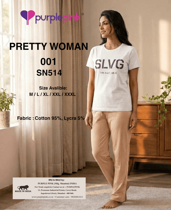 Pretty Woman White & Creme Cotton Pajama Set
