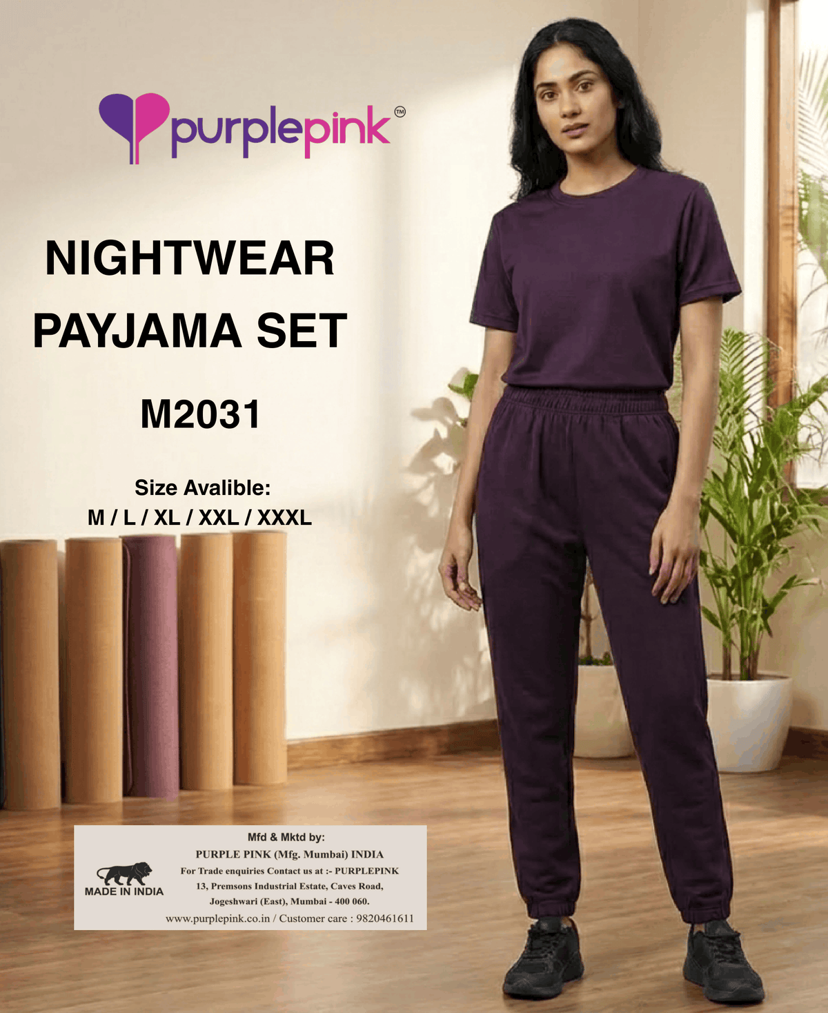 Purple Nightwear Pajama Set