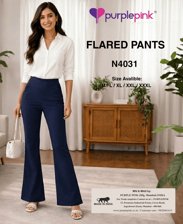 Lycra Knit High-Waisted Flare Pants