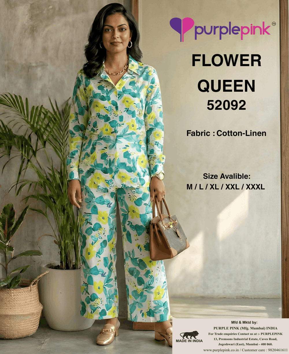 Floral Breeze Co-Ord Set – Teal & Yellow