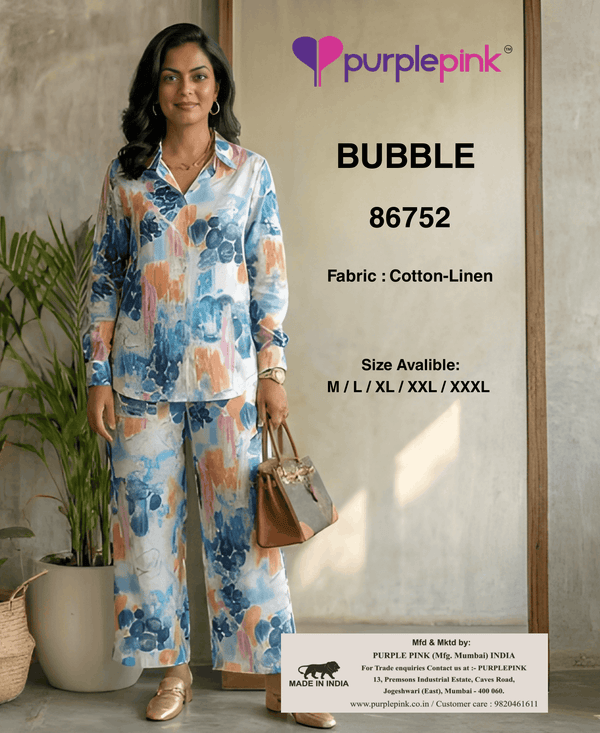 Blue & Peach Abstract Printed Co-ord Set