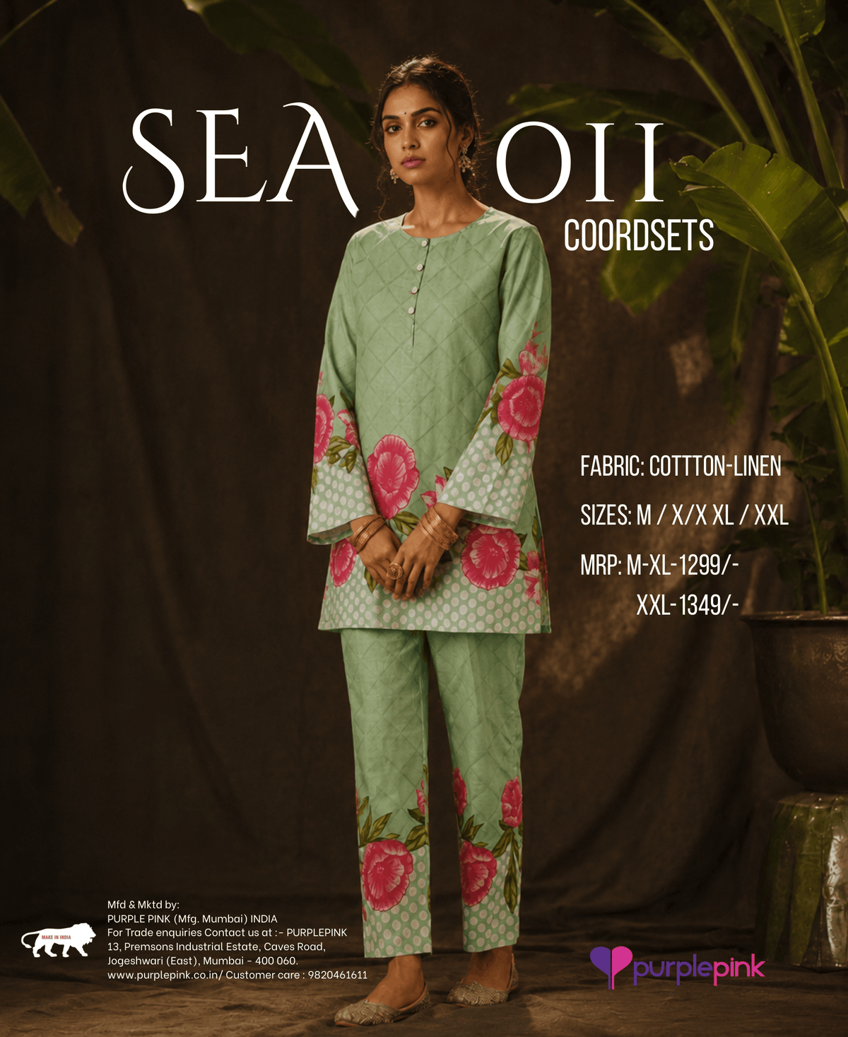 Sage Green Rose Printed Kurta Pant Set