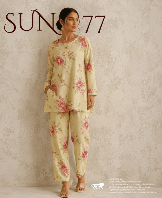 Ivory Pink Floral Printed Co-ord Set