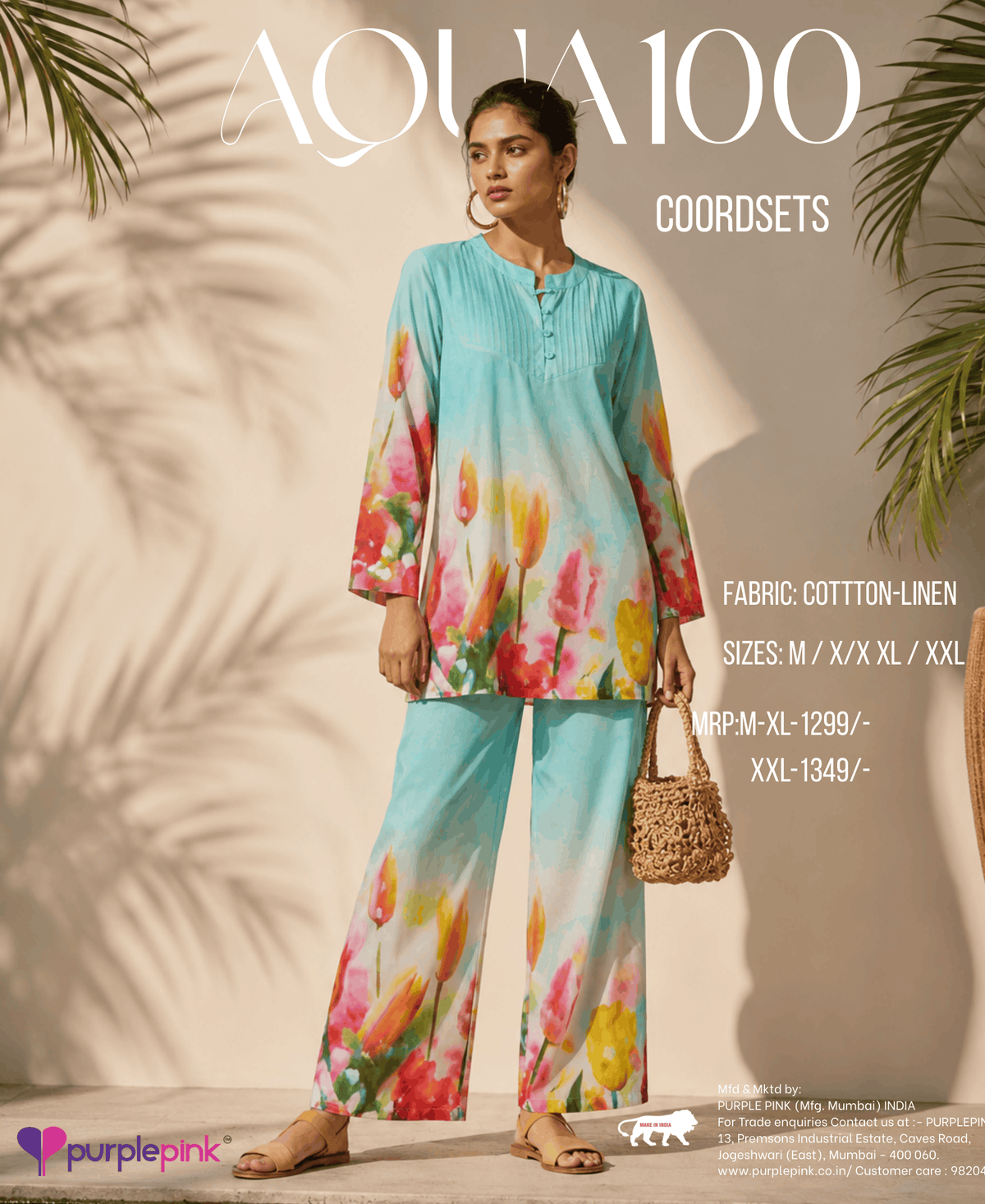 Aqua Bloom Floral Printed Co-Ord Set