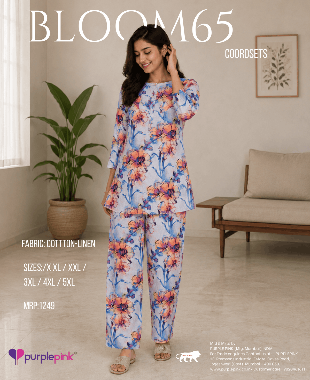 Blue Floral Bloom Printed Co-ord Set