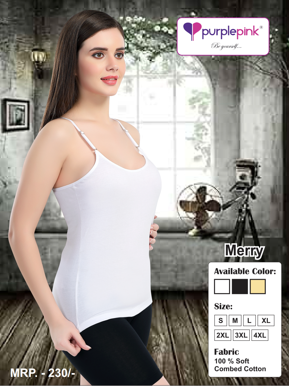 Merry White Cotton Camisole Top