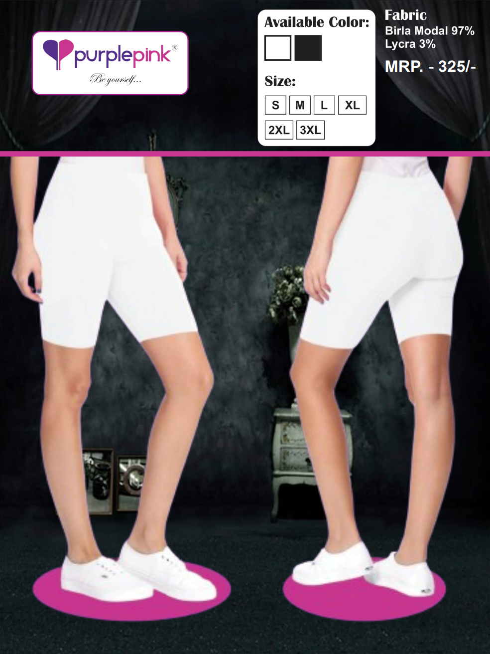 Purple Pink Birla Modal Cycling Shorts