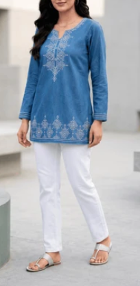 Azure Elegance Embroidered Co-Ord Set